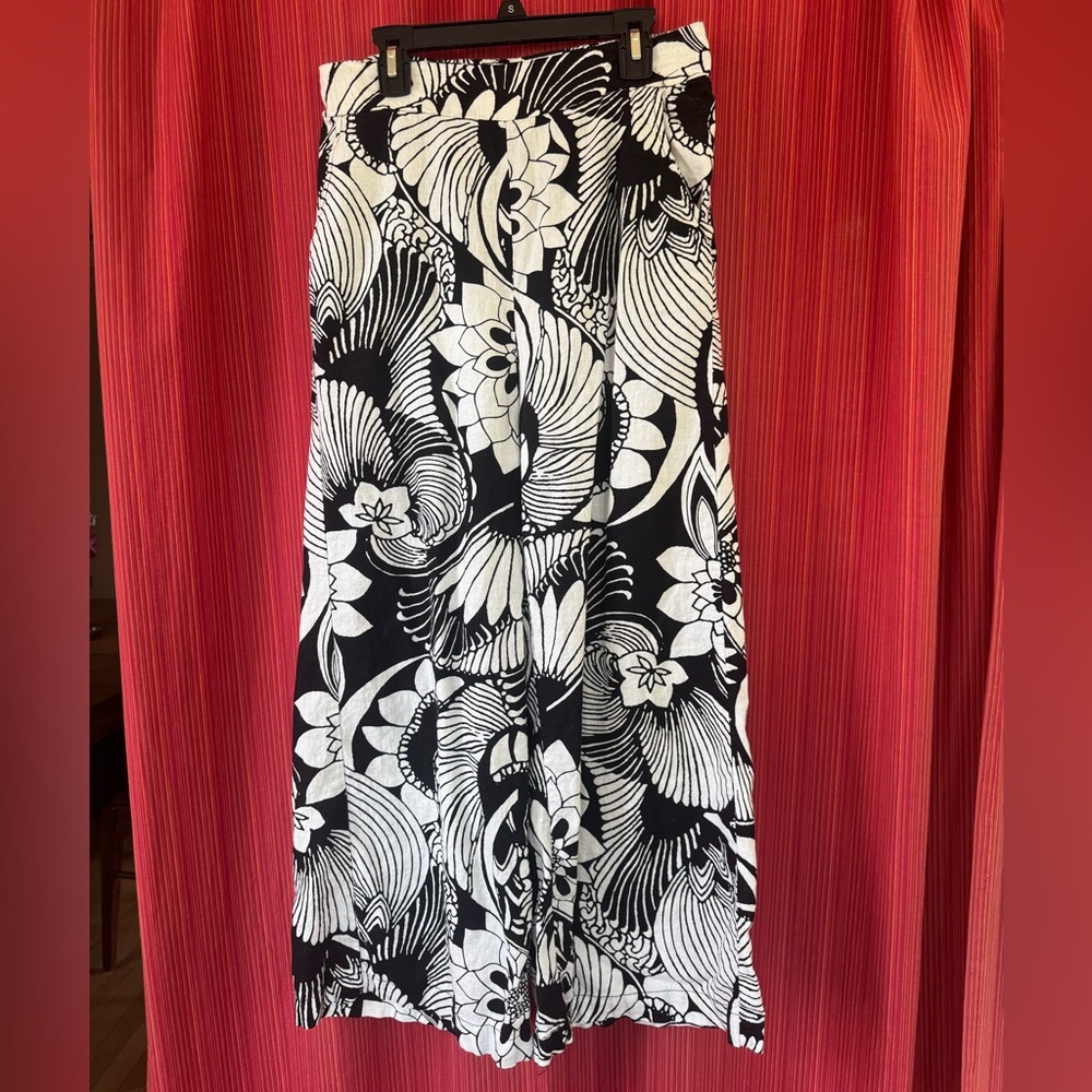 Christian Siriano Black and White Wide Line Blend Leg Pants Size Medium
